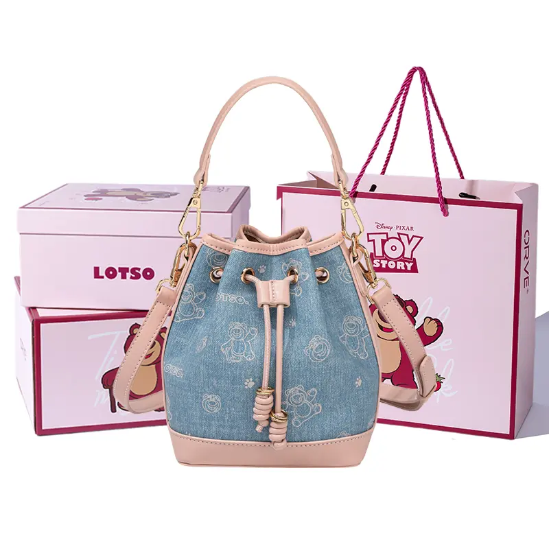 

Disney Кроссбод сумка через плечо из ПВХ в стиле клубничного мишки женская розовая или джинсово-голубая, Denim Blue[Lotso Shopping Bag+Box]