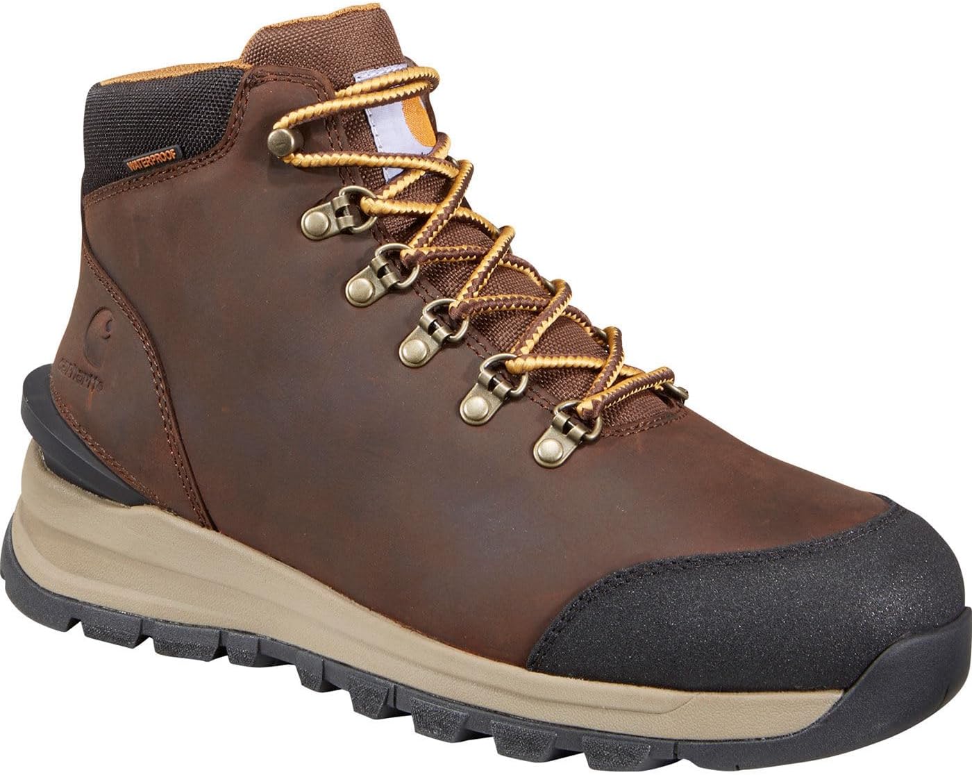 

Carhartt мужские ботинки Gilmore 5" Alloy Toe Work Hiker Waterproof Leather Slip Resistant, Dark Brown