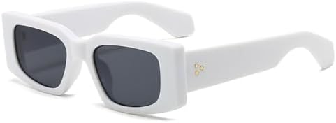 

Модные женские солнцезащитные очки с винтажными заклепками, мужские желто-синие очки с защитой от УФ-излучения UV400, трендовые панк-солнцезащитные очки MTZJH, White Gray