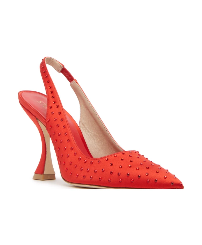 Туфли Лодочки с кружевной пяткой и кристаллами Stuart Weitzman, красный — фото 4