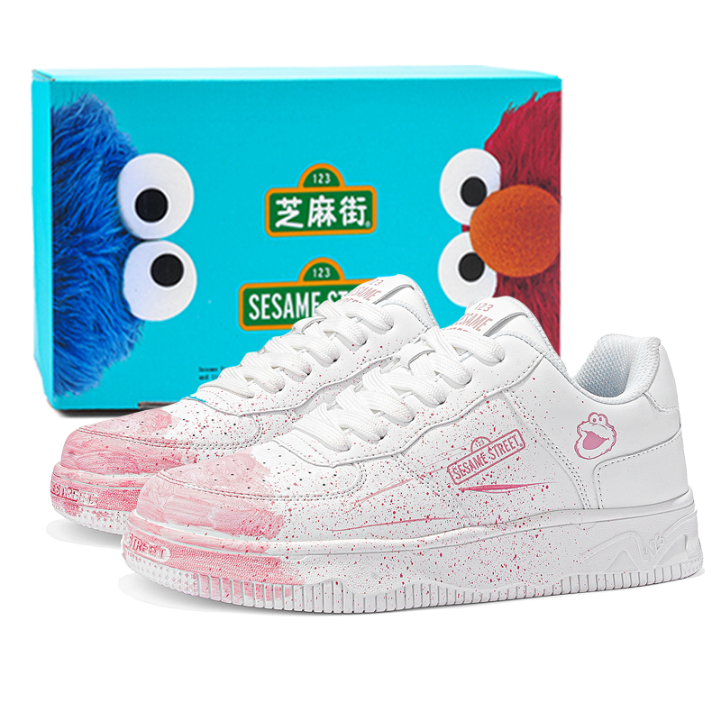 

SESAME STREET Термоустойчивые противоскользящие износостойкие низкие скейтерские кроссовки Unisex Romantic Cherry Blossom Pink с увеличенной высотой для баланса