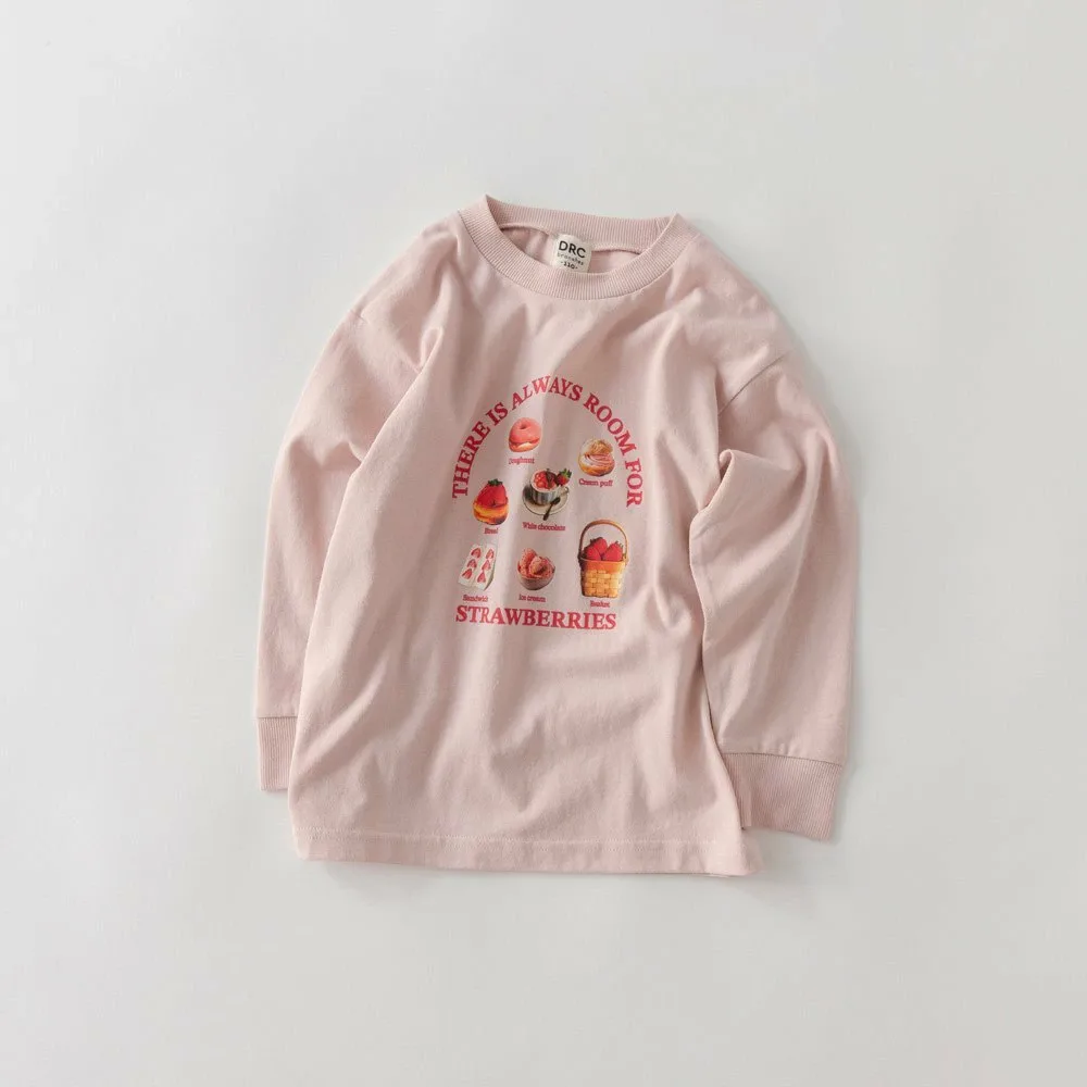Футболка с длинными рукавами с различными графическими принтами Branshes, 31: Pink Strawberry Sweets