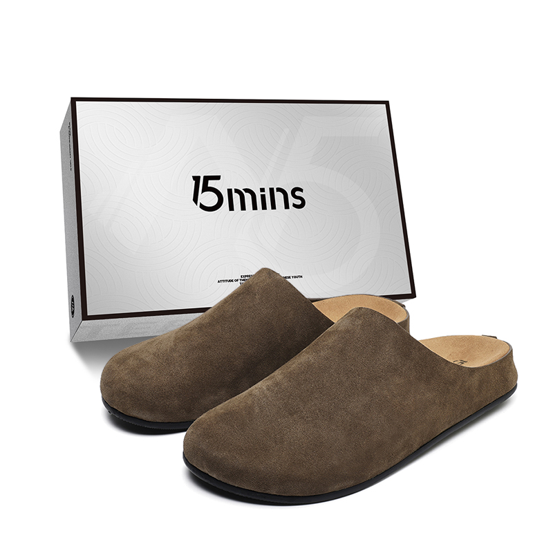 

15 MINS Резиновые подошвы закрытые тапочки унисекс оливково-коричневые, цвет Olive Brown