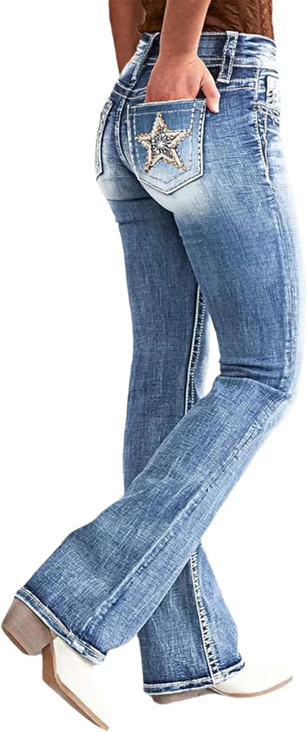 

Джинсы Bootcut для женщин Mid Waist с вышивкой cffvdiz