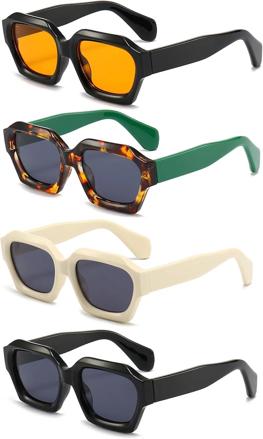 

Солнцезащитные очки LJCZKA в стиле ретро с массивными шестиугольными линзами для женщин и мужчин, большие квадратные линзы, модные очки в стиле 90-х, Blackyellow