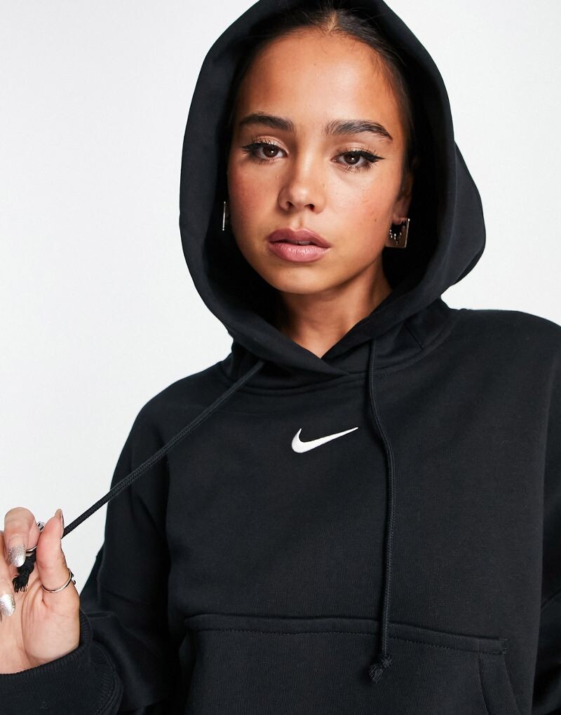 Черная худи большого размера Nike Phoenix Fleece — фото 3