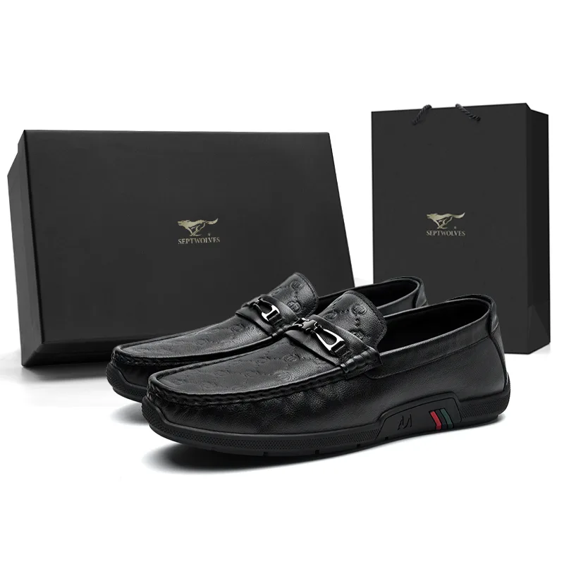 Топсайдеры из натуральной кожи SEPTWOLVES, [Qixi Festival Gift]Black Comes with Socks*1 (Standard Leather Shoe Size) — фото 4