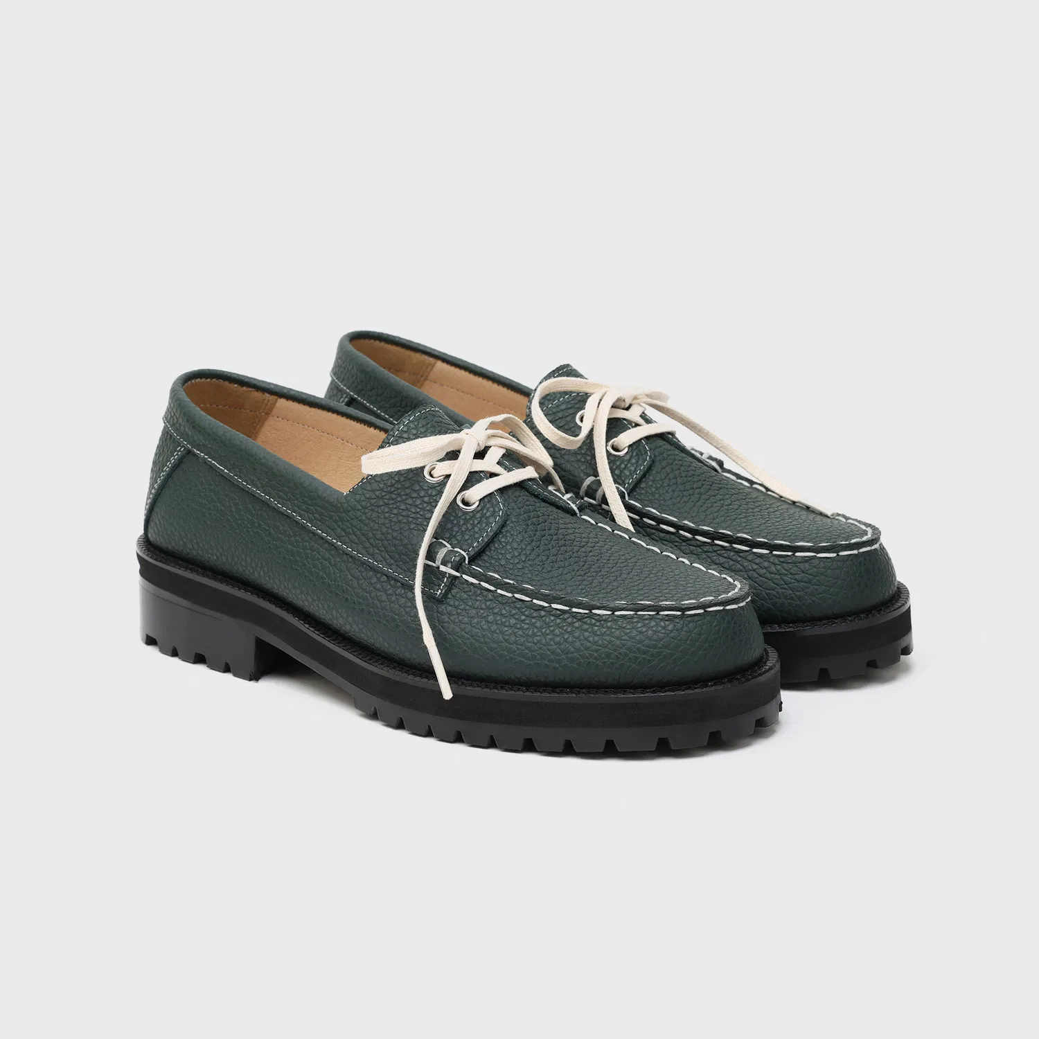 Мужские зелёные топсайдеры Firenze.A Standard Casual Sole 5099 с тиснением