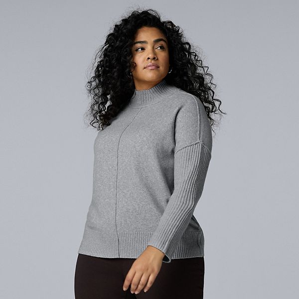 

Свитер с высоким воротником из смесового кашемира Plus size Simply Vera Vera Wang, Dark Gray Fox Heather