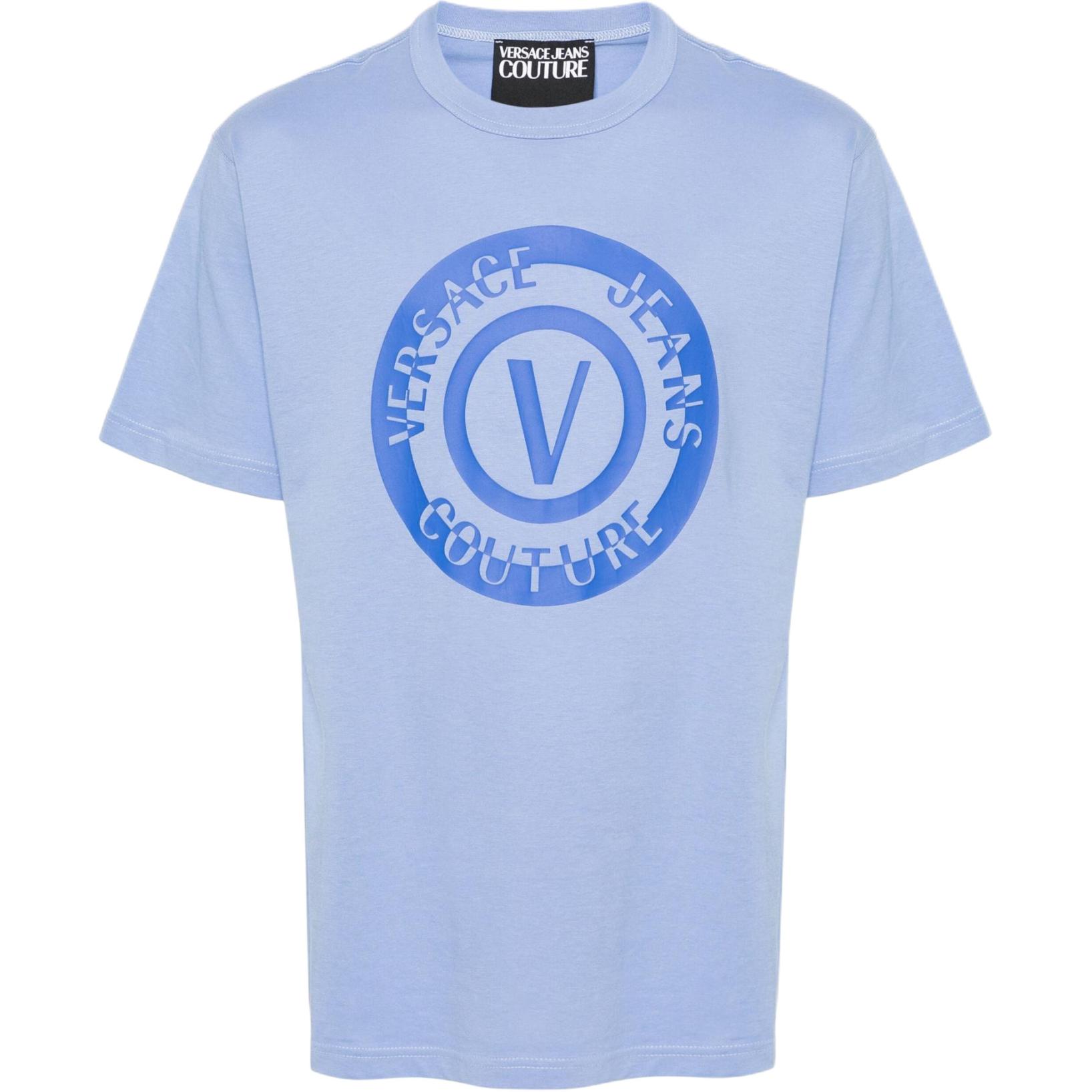 

Хлопковая футболка с принтом логотипа VERSACE JEANS COUTURE, синий