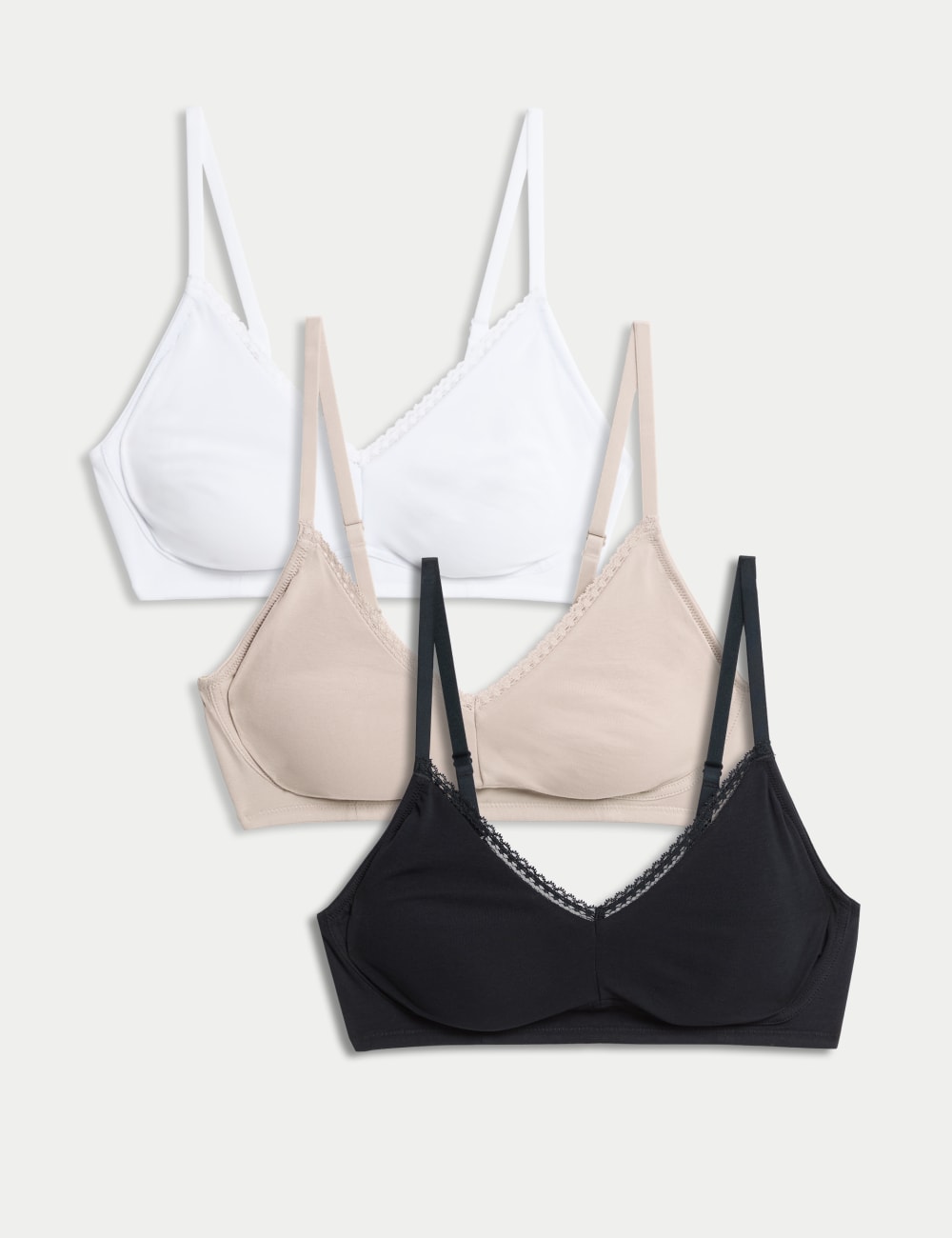 

3-х парный бюстгальтер без косточек с полной чашкой Marks & Spencer, черный
