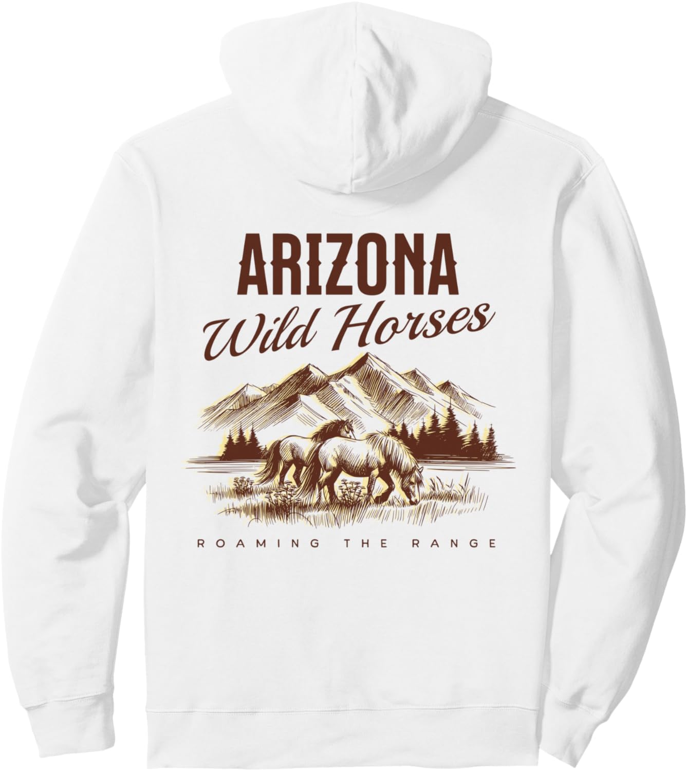 

Худи с изображением дикой лошади из Аризоны, свободно пасущейся на западе, и жеребца из Солт-Ривер Arizona - Valmar Gear, белый