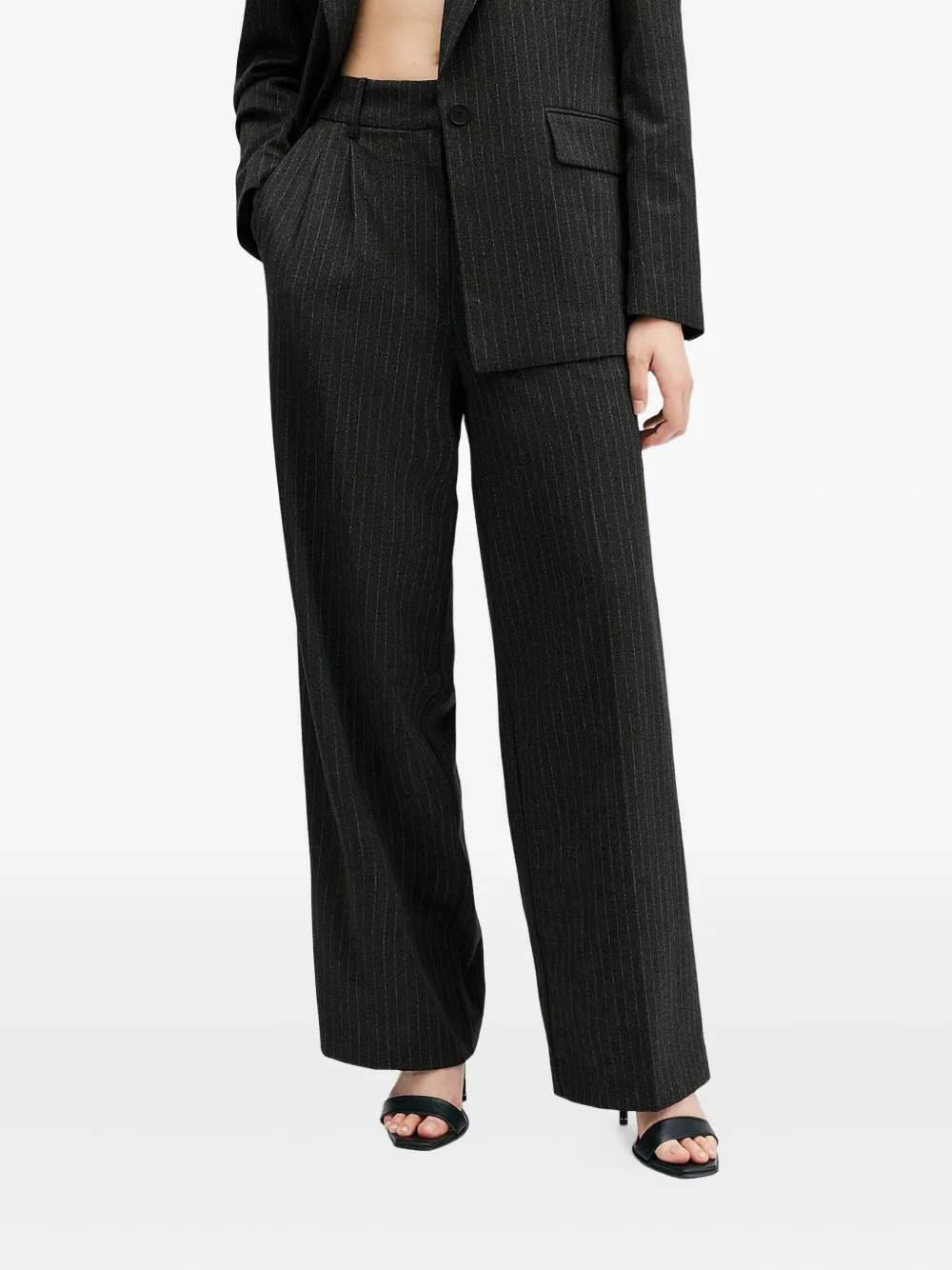 

Плиссированные брюки в полоску Averie AllSaints, серый