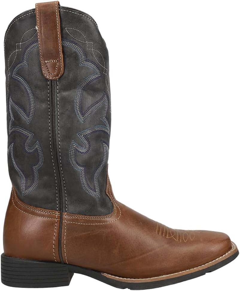 

Мужские повседневные сапоги Roper Monterey с квадратным носком и вышивкой, на средней голени, синие, коричневые