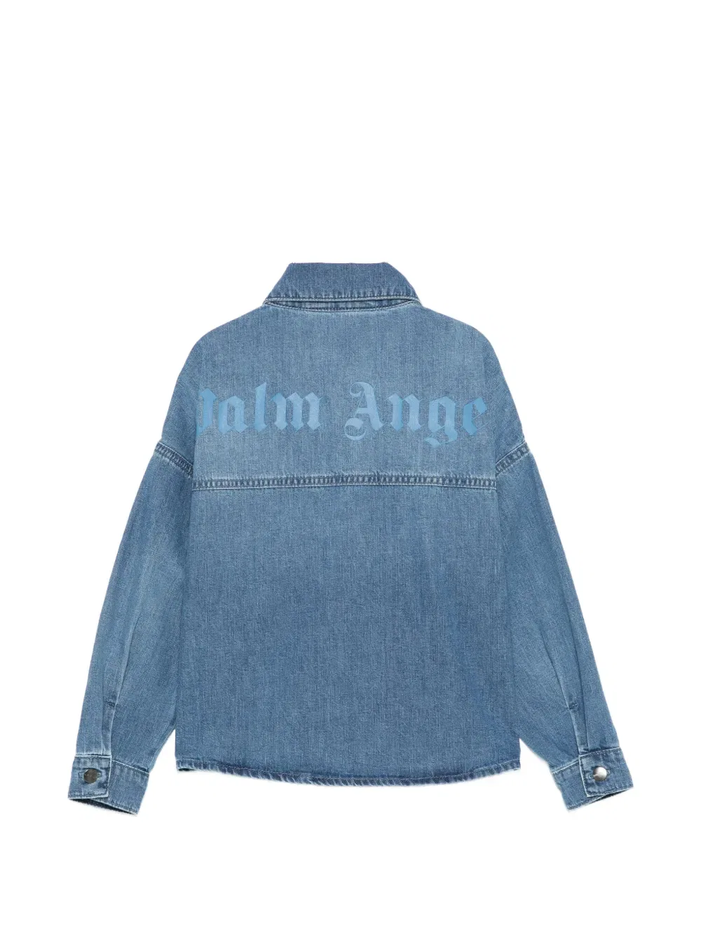 Джинсовая рубашка с нагрудным карманом Palm Angels Kids, синий — фото 2