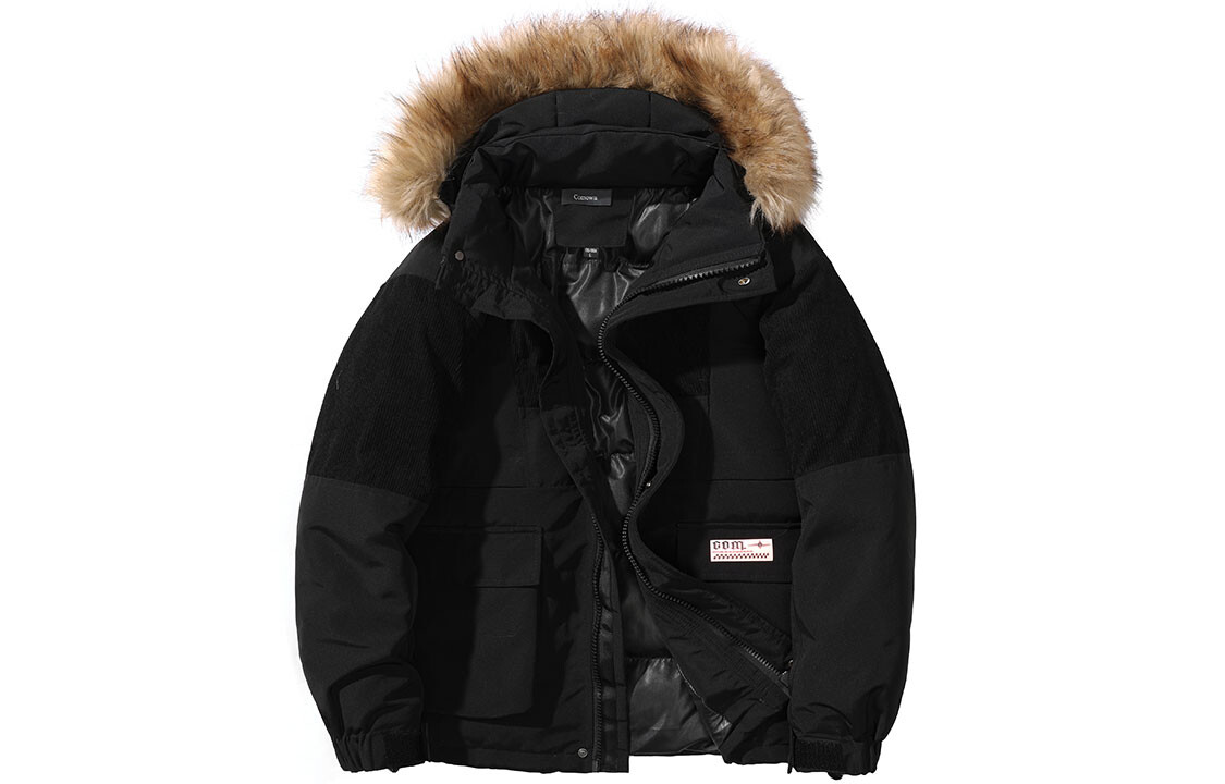 

COMOWA стеганая куртка унисекс, Черный [съемный капюшон]