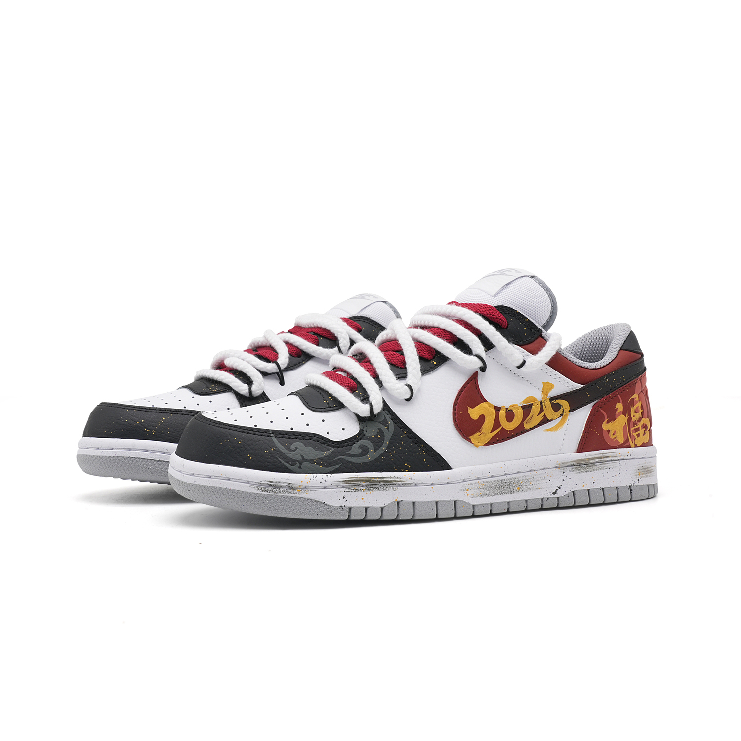 Nike Big Low2026 Скользоустойчивые, износостойкие, дышащие низкие кроссовки для скейтбординга мужские черные красные — фото 4