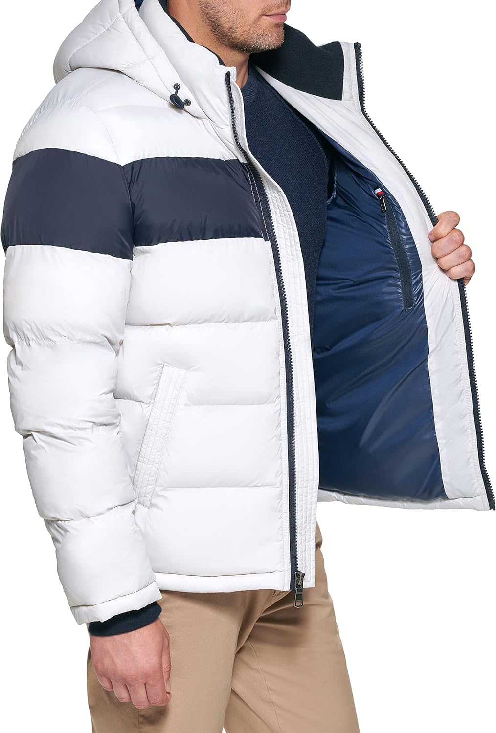 Мужская куртка-пуховик Tommy Hilfiger с капюшоном (стандартная и для больших и высоких), Ice Midnight Stripe — фото 3
