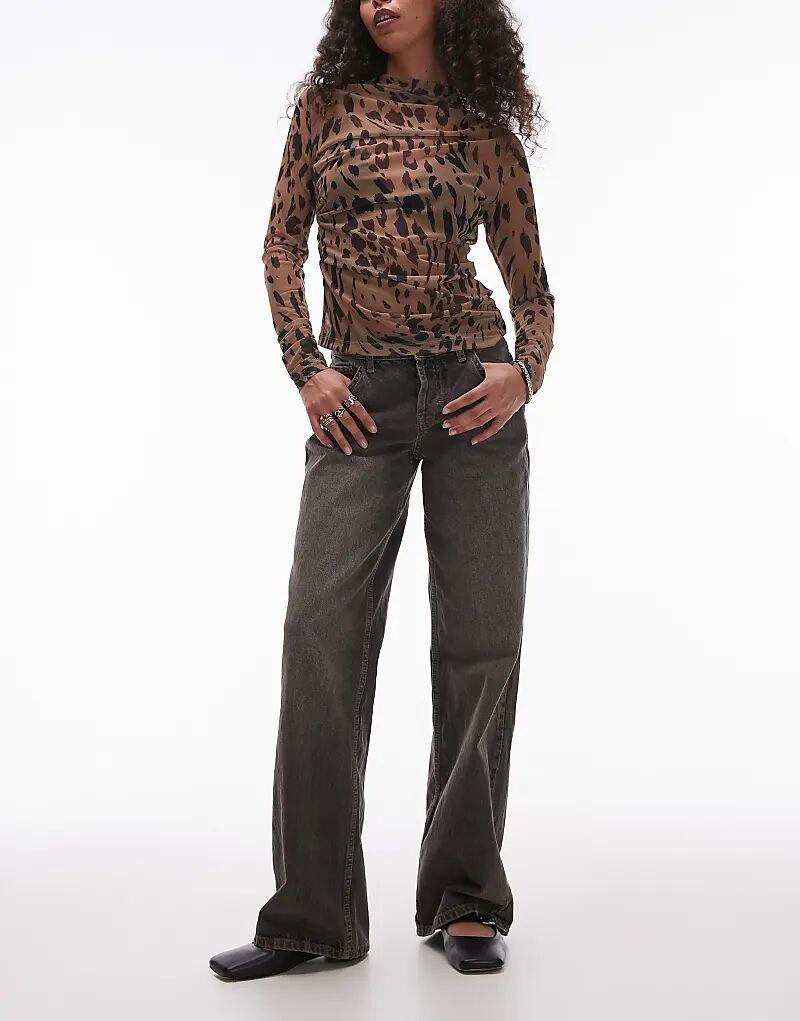 

Джинсы Topshop Ember серого цвета с низкой посадкой и широкими штанинами