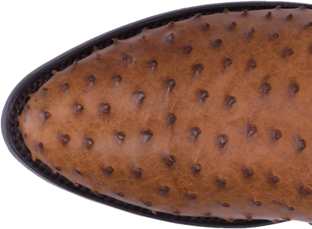 Мужские сапоги Dan Post Mens Tempe Ostrich с вышивкой, с круглым носком и без застежек - коричневые — фото 4