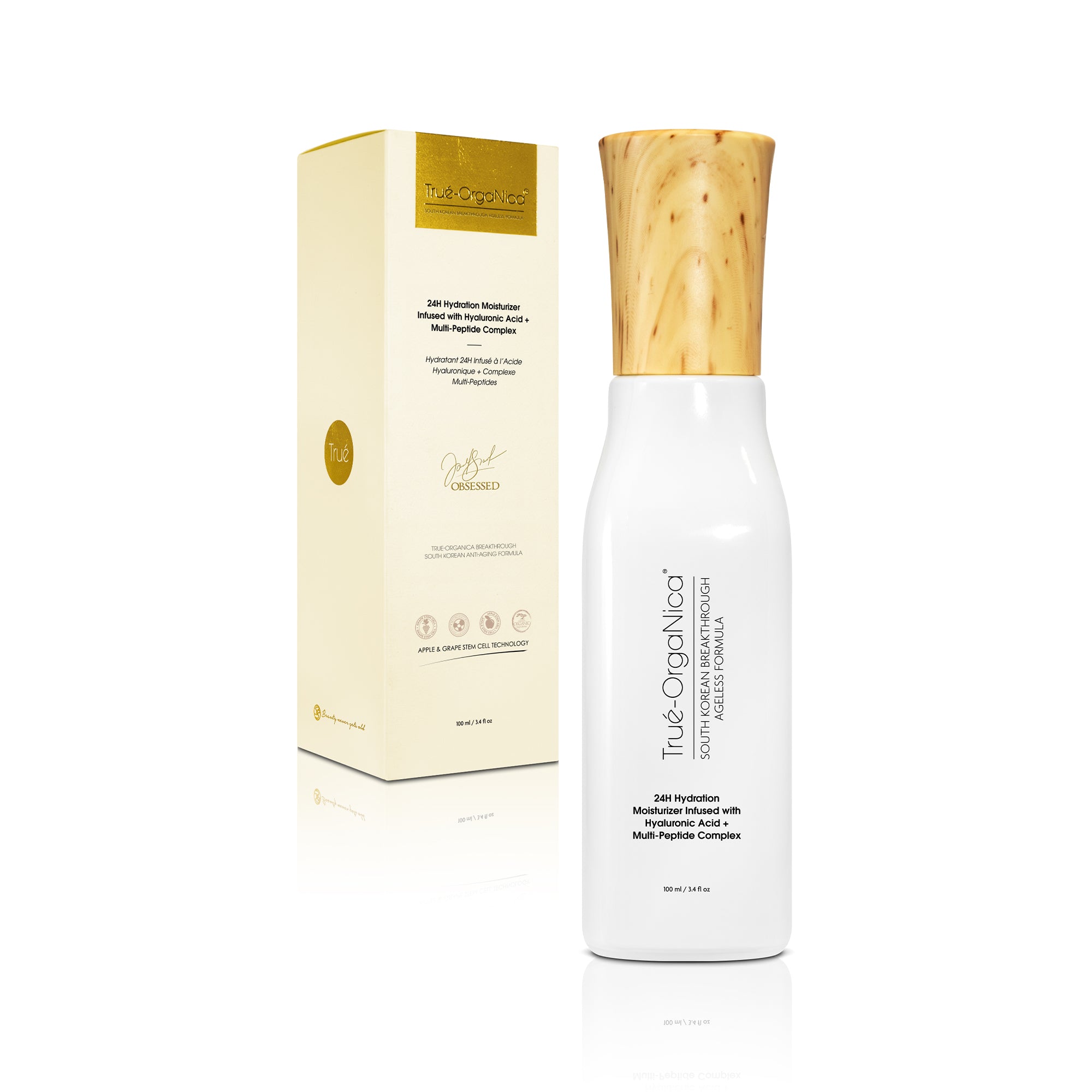 

True Organica Увлажняющий крем с 24-часовым эффектом, обогащенный гиалуроновой кислотой и мультипептидным комплексом
