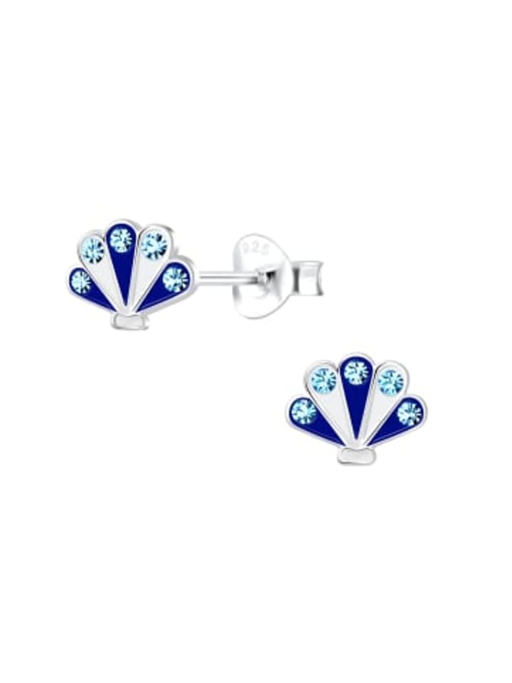 

Alexander York Серьги-гвоздики в виде ракушек с кристаллами из серебра 925 пробы, комплект из 2 штук