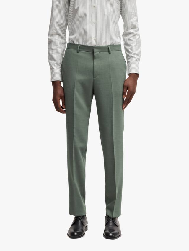 

Сшитые на заказ костюмные брюки из смеси натуральной шерсти HUGO BOSS, цвет Light Green