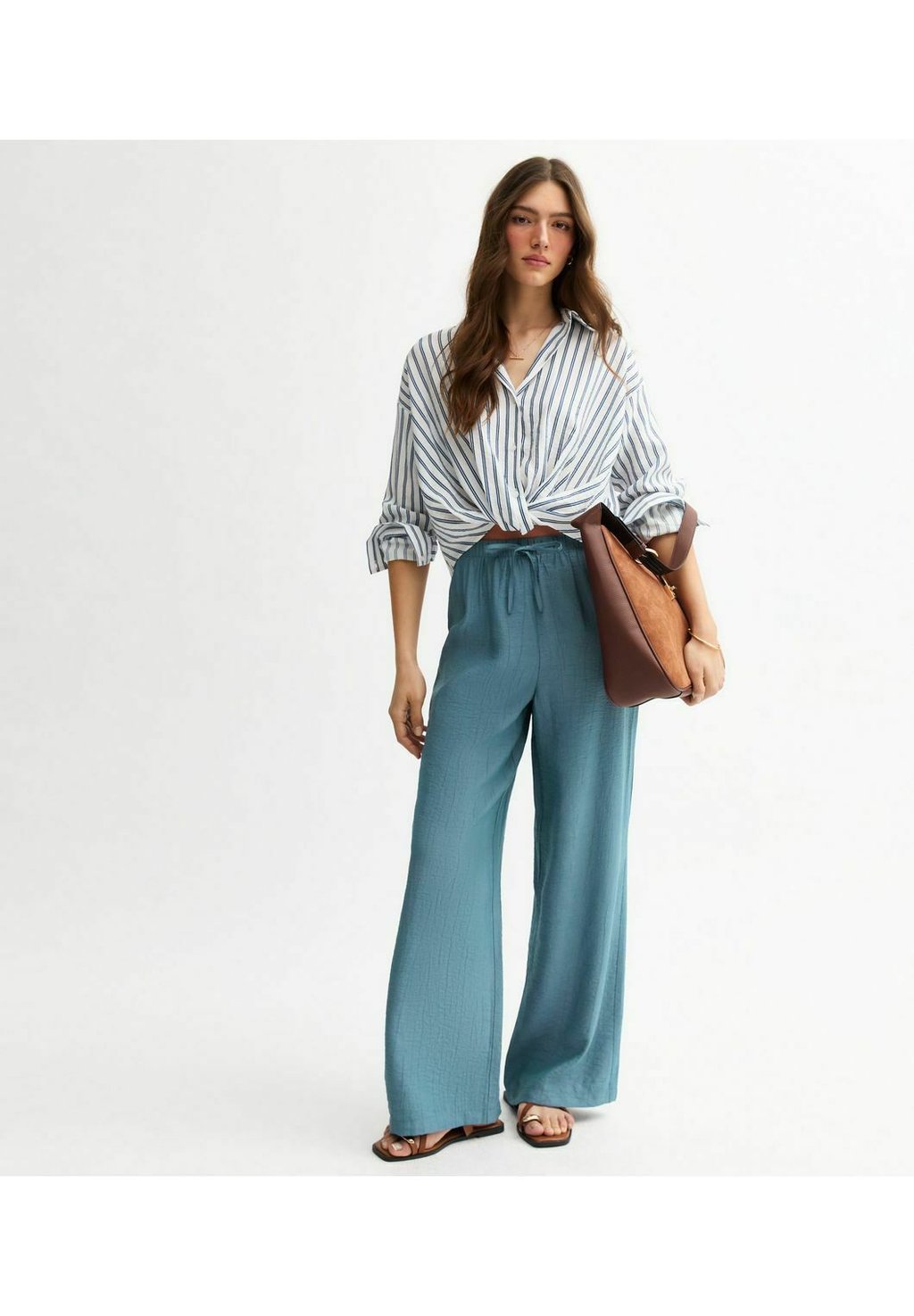 

Брюки CRINKLED WIDE LEG New Look, синий