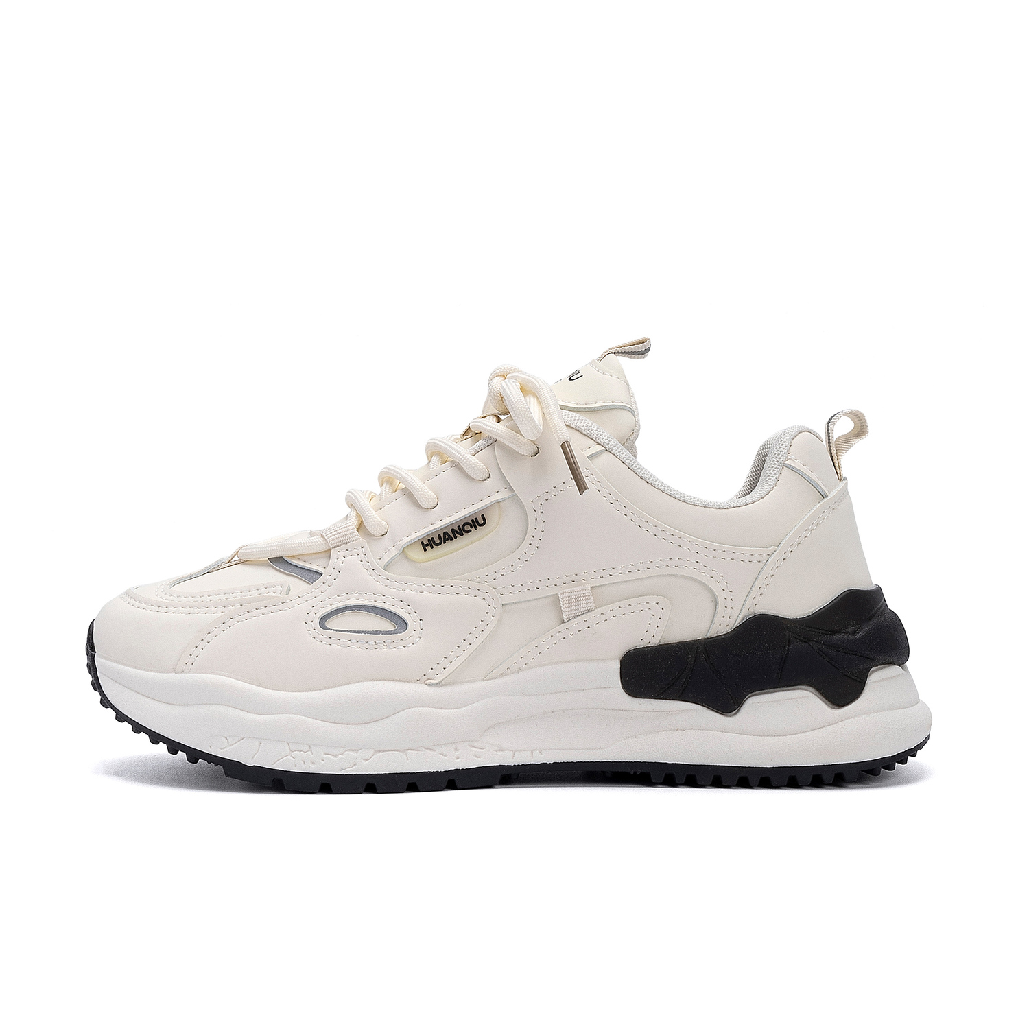 

HUANQIU Мужские кроссовки Chunky низкие дышащие легкие с увеличенной высотой покрытия Beige Black