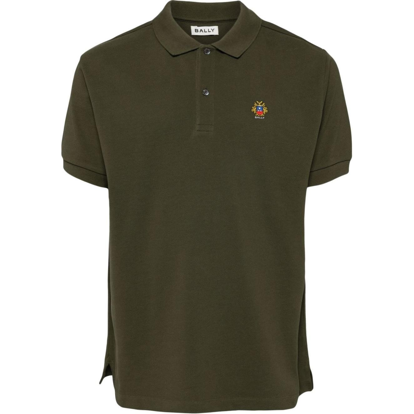 

Хлопковая рубашка-поло с логотипом Crest BALLY, Army Green