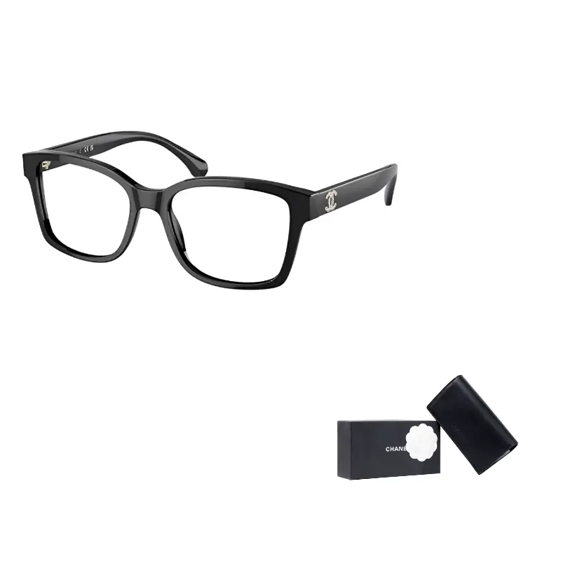 

CHANEL Пластиковая оправа квадратной формы для очков унисекс черного цвета, Black