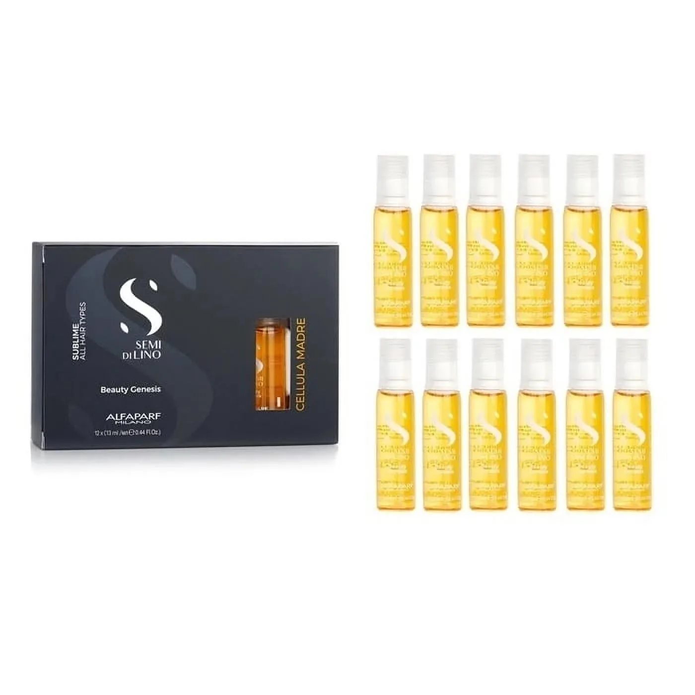 Alfaparf Milano Semi di Lino Cellula Madre Beauty Genesis and Nourishing Multiplier Set для сухих волос - Питает волосы - Защищает цвет - Придает блеск - Защищает и усиливает косметический цвет — фото 2
