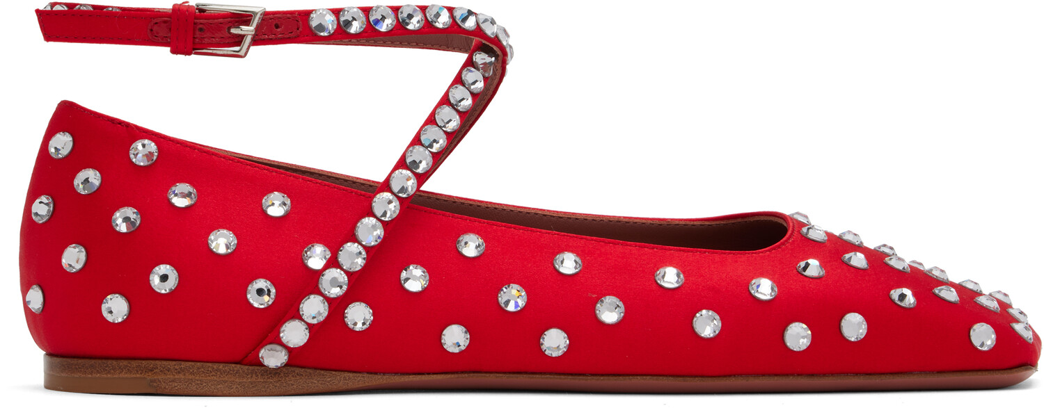 Балетки Ane Crystal Lace Up Ballerina Flats Amina Muaddi