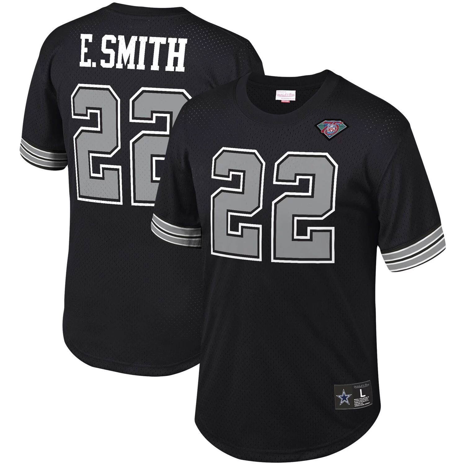 

Мужская черная сетчатая футболка с именем и номером игрока Mitchell & Ness Emmitt Smith Dallas Cowboys, Черный, Мужская черная сетчатая футболка с именем и номером игрока Mitchell & Ness Emmitt Smith Dallas Cowboys