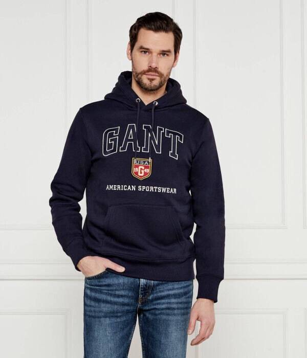 

Толстовка мужская Gant с капюшоном и логотипом, синий