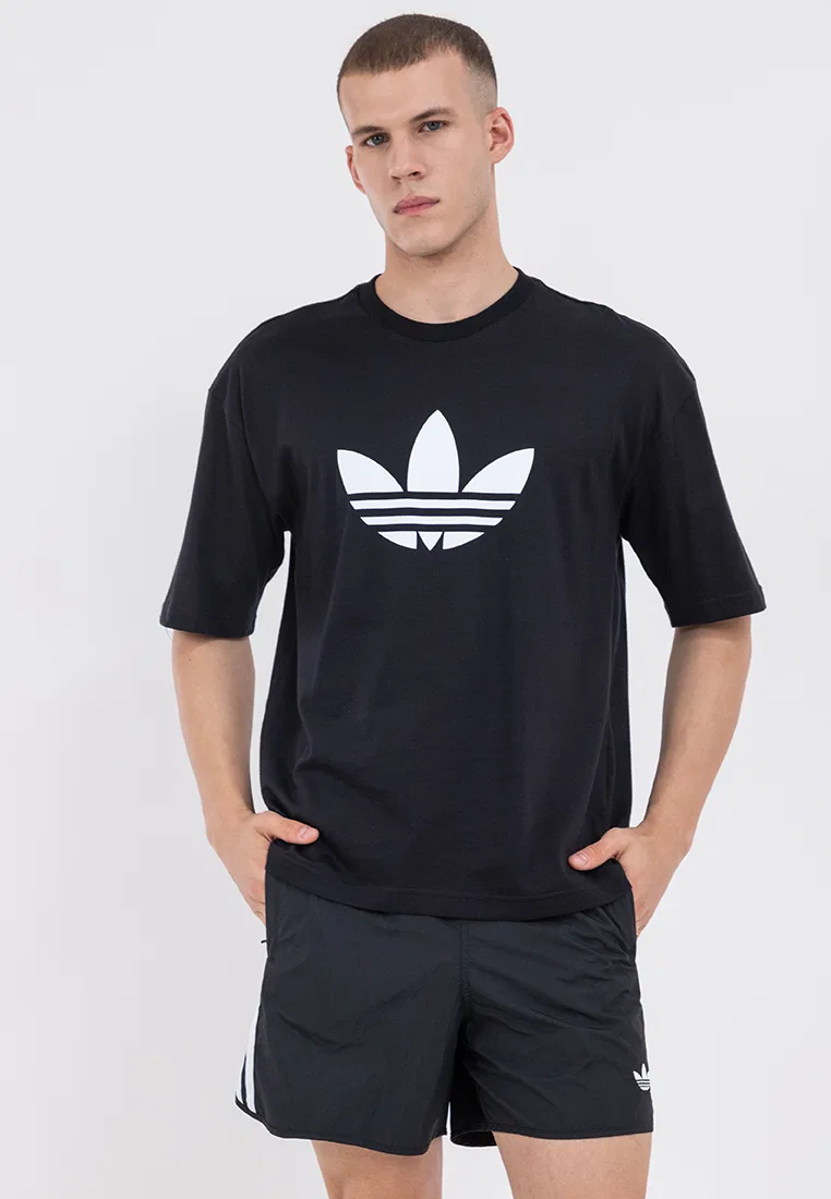 Футболка с коротким рукавом, Adicolor Trefoil, Adidas, белый/черный