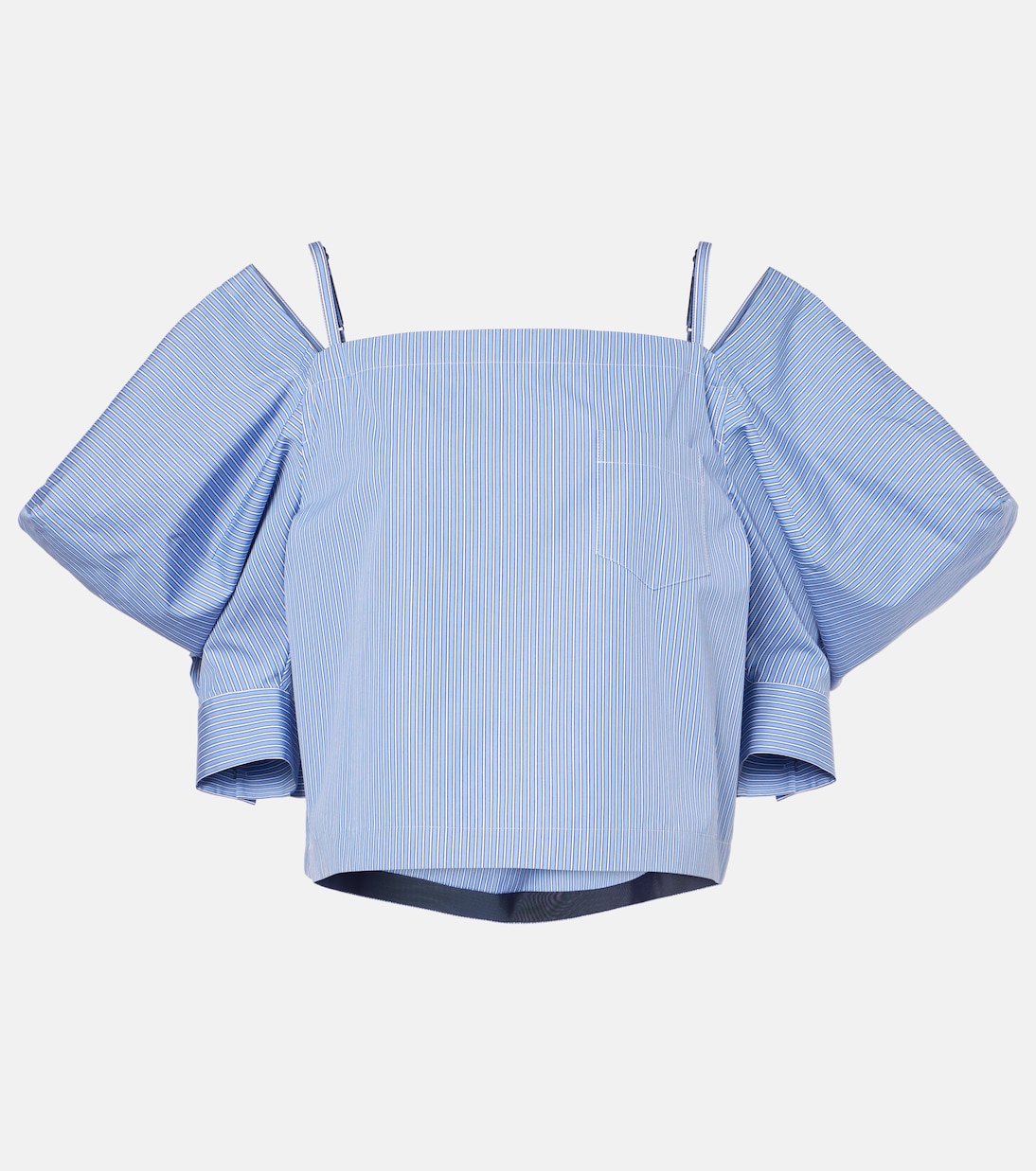 

Полосатый топ из хлопкового поплина Sacai, Blue Stripe