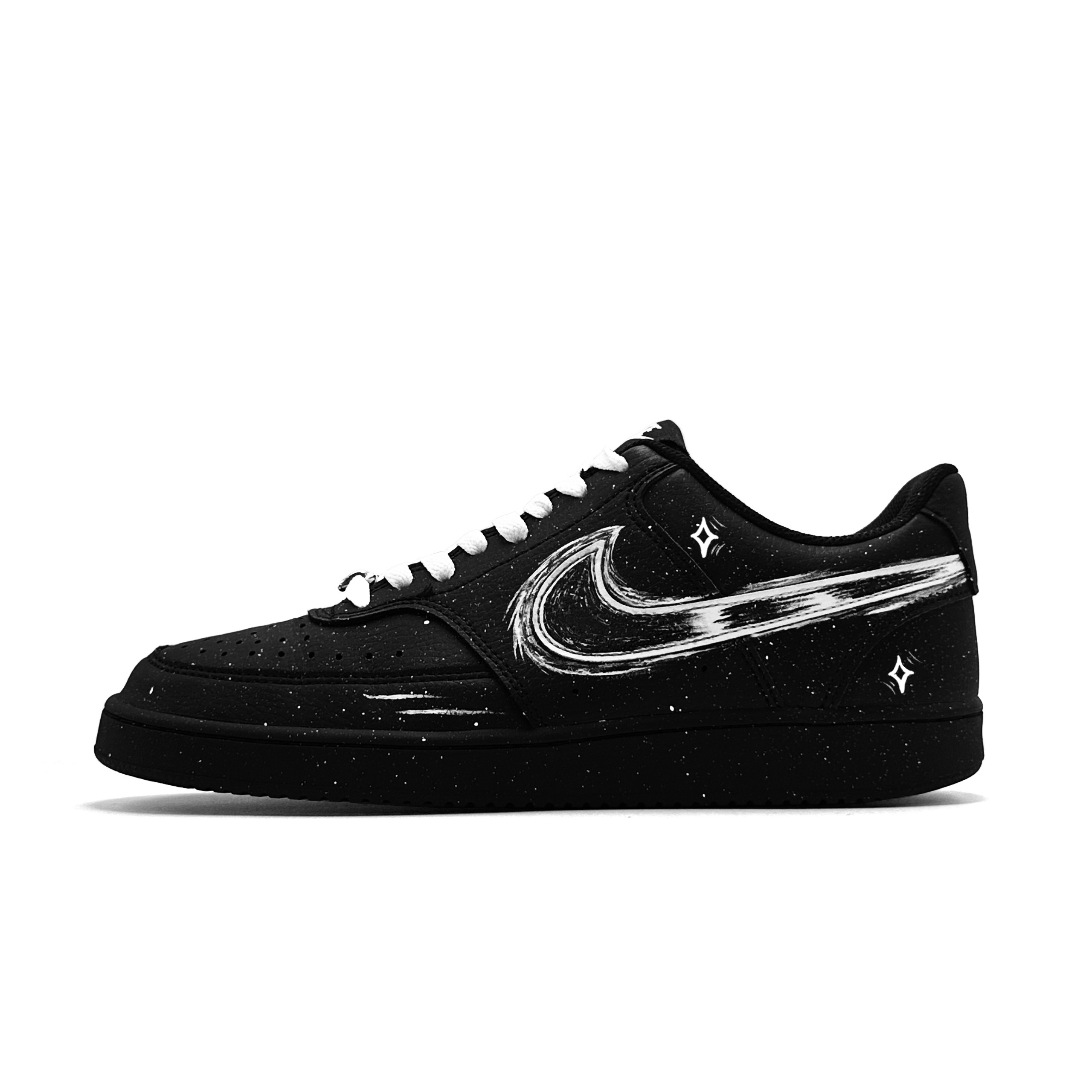 

Nike Court Vision Ink Shadow Iridescent Abrasion Resistant Slip Resistant Low top Skateboard Shoes Unisex черные белые