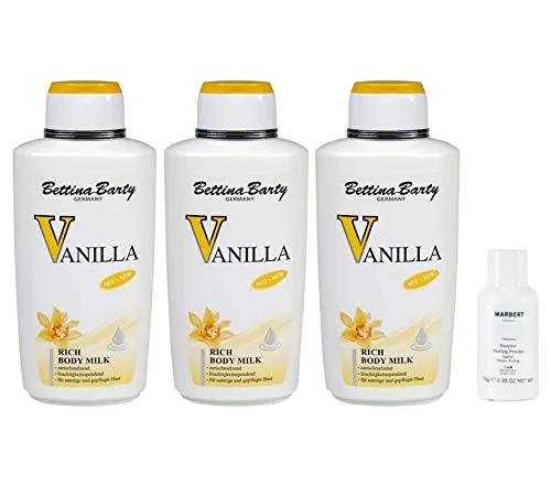 Молочко для тела Bettina Barty Vanilla Rich, 3 x 500 мл + энзимный пилинг Marbert, 10 г Bettina Barty