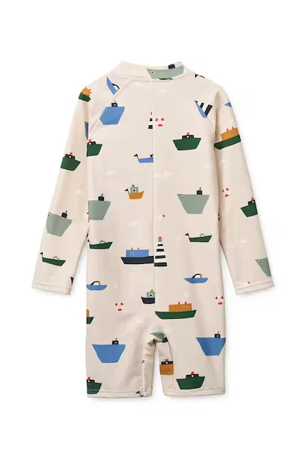 Купальник детский с принтом Max LS Swim Jumpsuit Liewood, бежевый — фото 2