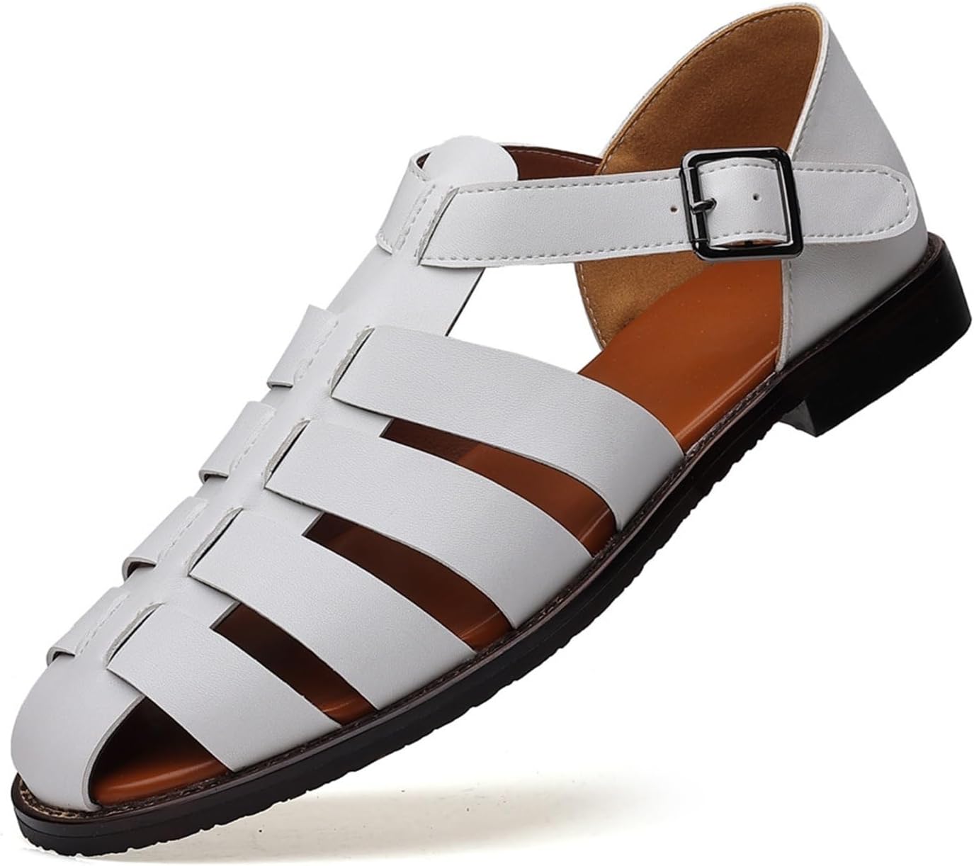 

Мужские походные сандалии с закрытым носком из кожи, спортивные легкие прогулочные сандалии для треккинга, повседневные сандалии, водные туфли Dmgyck, белый