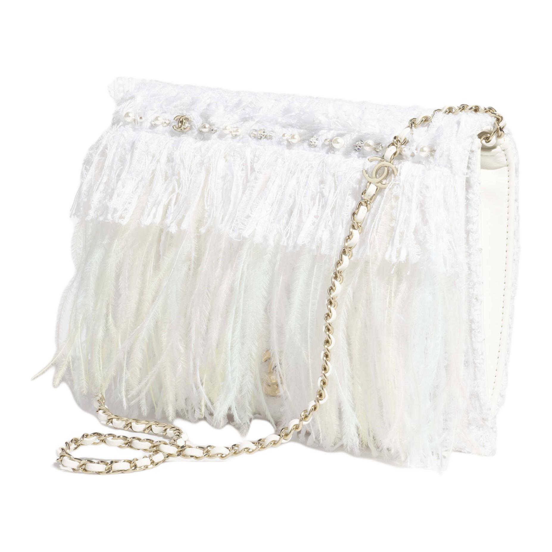 CHANEL Твидовая ручная сумка через плечо для женщин white — фото 4