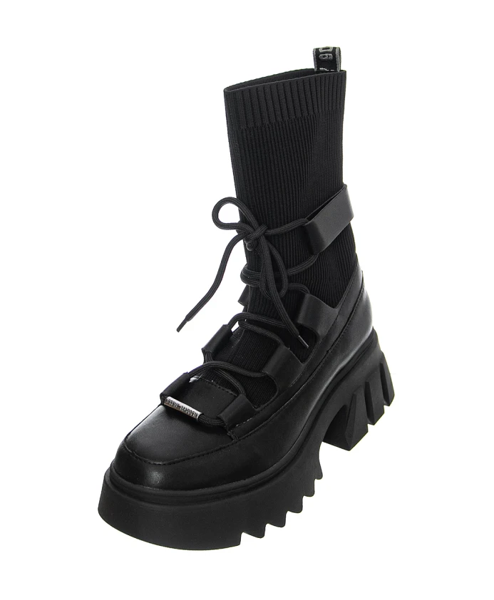 Женские ботильоны Steve Madden кожаные на шнуровке, черный — фото 2