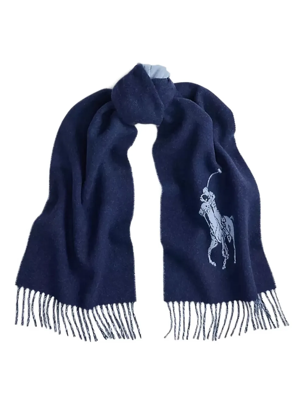 

Шарф с бахромой и узором Polo Ralph Lauren, синий