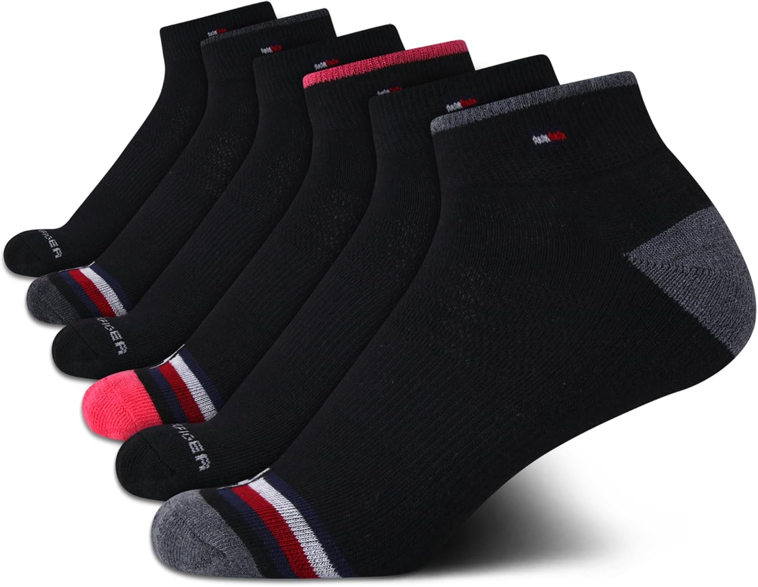

Женские носки Tommy Hilfiger Quarter - 6 пар мягких эластичных спортивных носков до щиколотки с мягкой подкладкой для женщин (размер: 4-10), Black Multi