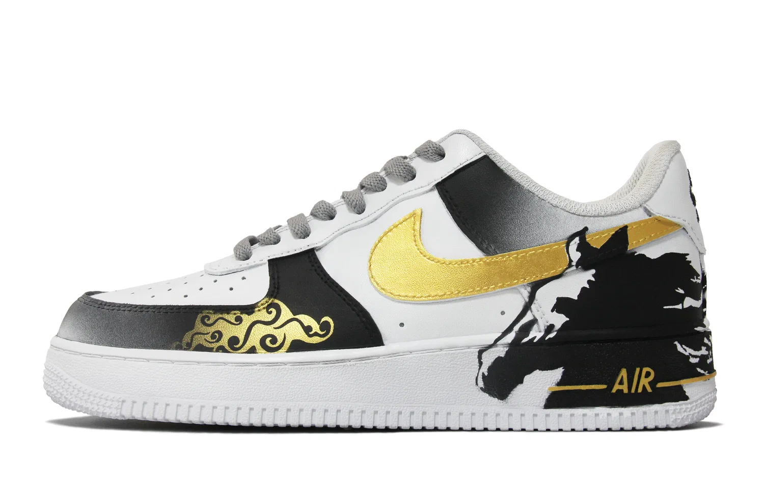 Кроссовки Nike Air Force 1 Black White Gold