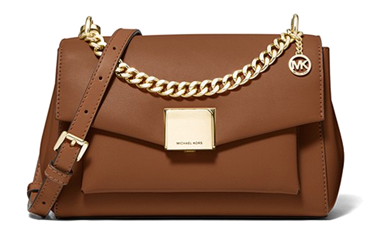 

MICHAEL KORS Кожаная сумка через плечо среднего размера для женщин коричневая