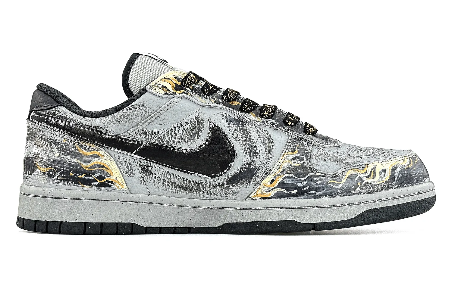 Nike Кроссовки для скейтбординга Big Slip Resistant мужские черные с золотым — фото 4