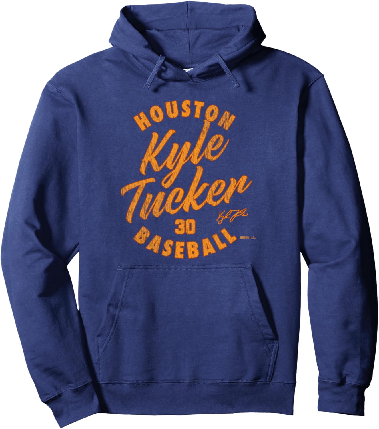 

Худи Kyle Tucker Houston Baseball Vintage Cursive MLBPA, синяя Ryno Sports