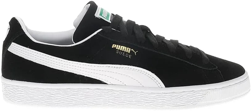 Мужские замшевые классические кроссовки PUMA с шнуровкой - черные, черный